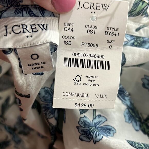 J. Crew Factory BY544 Tie front blue and white floral midi dress size 0 NWT - Picture 16 of 16